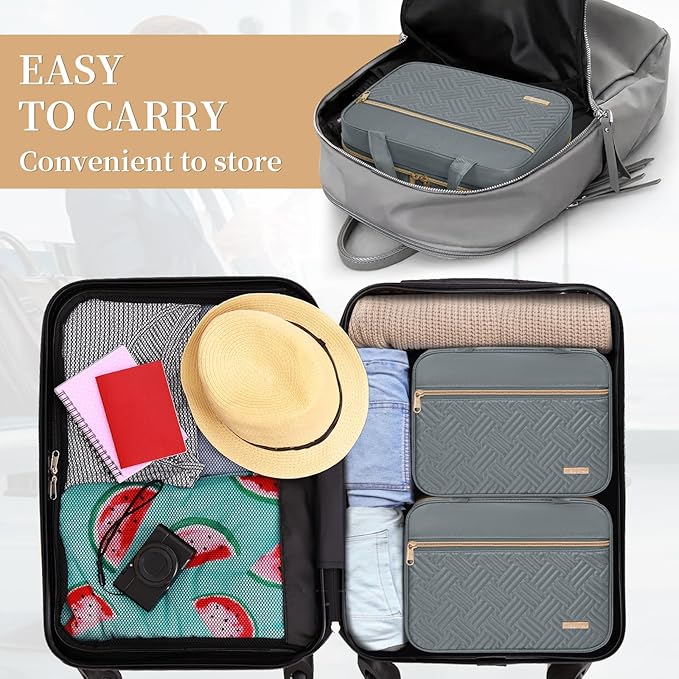 Travel Toiletry Bag for Women & Men Water Resistant Makeup Bag with Hanging Hook Portable Travel Organizer for Travel Accessories, Travel-Sized Shampoo, Toiletries (Large-Grey)
