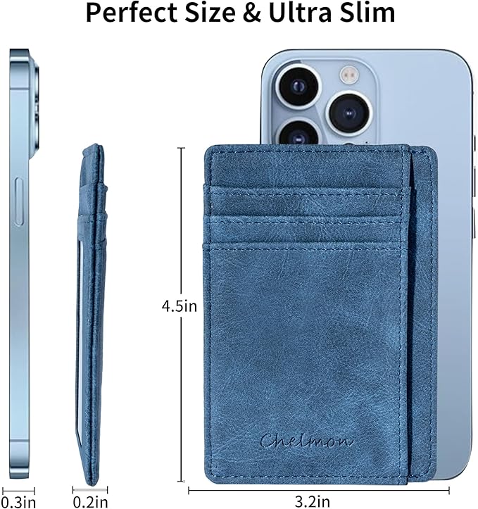 Chelmon Slim Wallet for Men, Minimalist Front Pocket RFID Blocking Credit Card Holder