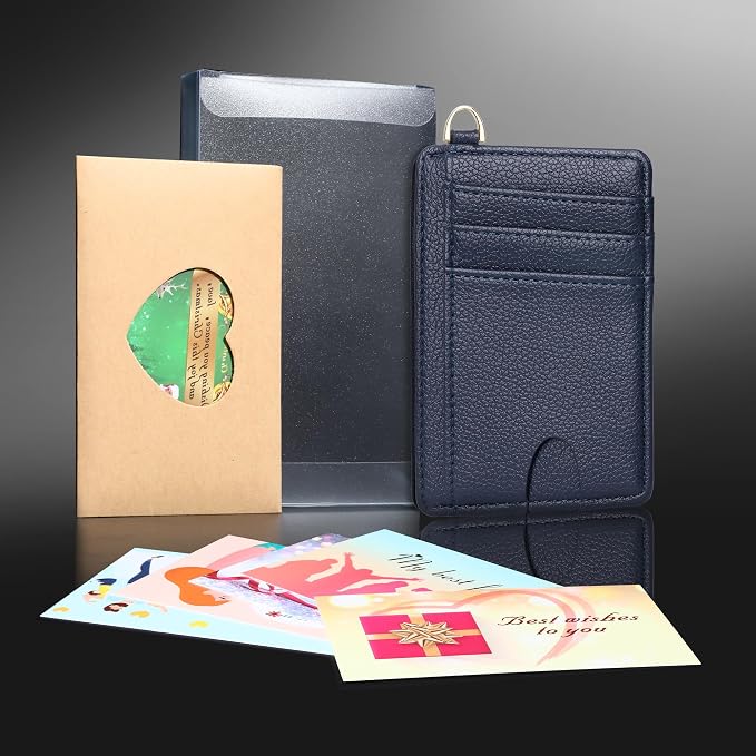 Badiya Credit Card Holder Slim Minimalist Wallet, Front Pocket Purse RFID Blocking Wallet Compact Card Case with ID Window for Women & Men