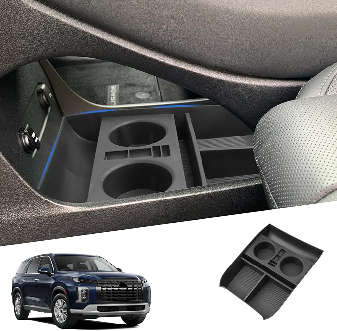 SHAOHAO 2024 2025 Palisade Lower Organizer Tray for 2023 2024 2025 Hyundai Palisade SE, SEL, XRT, Limited, Calligraphy Under Organizer Palisade 2024 2025 Accessories Insert Storage with Cup Holder