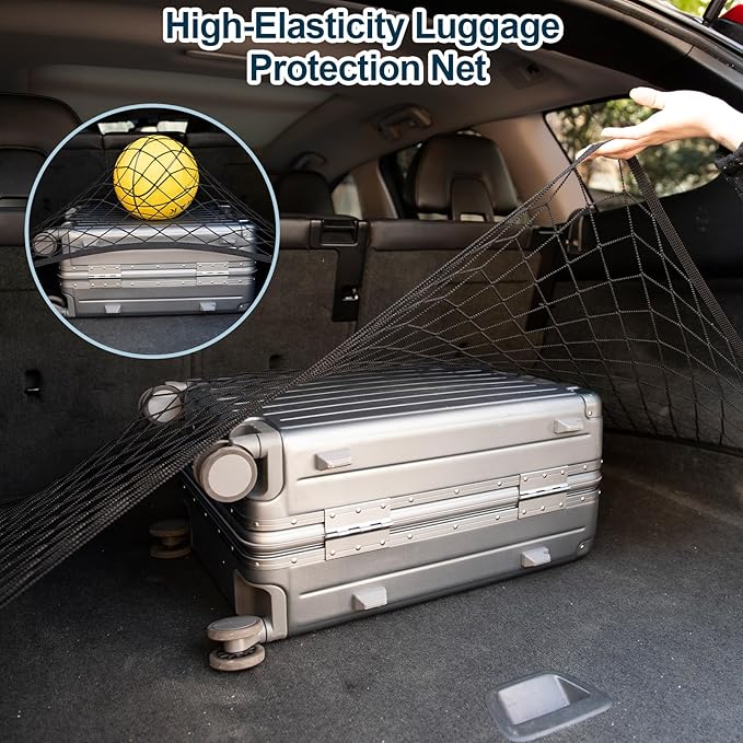 Elastic Cargo Net for SUV Truck 31.5 x23.6 inch Storage Mesh with Fixing Hooks 10Pcs D-Rings Luggage Cover, Trunk Organizer Netting for Pickup Truck RV Accessories