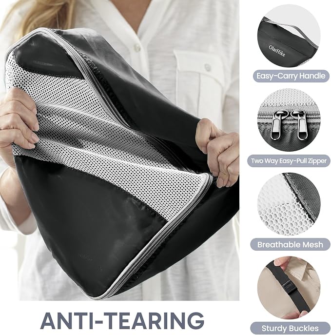 OlarHike 10 Set Packing Cubes for Travel, Gifts for Women Mom,Anti-Tearing Suitcase Organizer with Over 1000 pcs Mesh Holes,Vacation Essentials & Accessories for Cruise Ship