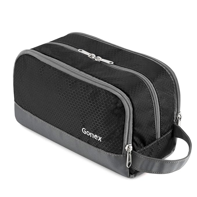Gonex Travel Toiletry Bag Nylon, Shaving Bag Toiletry Organizer Black