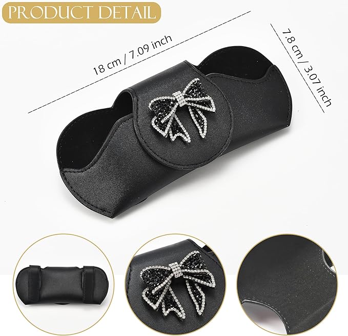 Sunglasses Holder for Car Visor, PU Leather Glasses Case with Clips Magnetic Closure Eyeglasses Holder