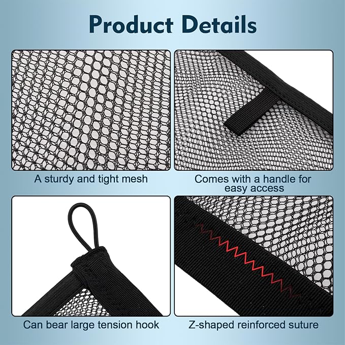 2 Pack Small Cargo Net Pocket Storage Mesh Netting Organizer with 8 PCS Mounting Screws for Car RV SUV Camper Boat 15.7 x 13.8 inches