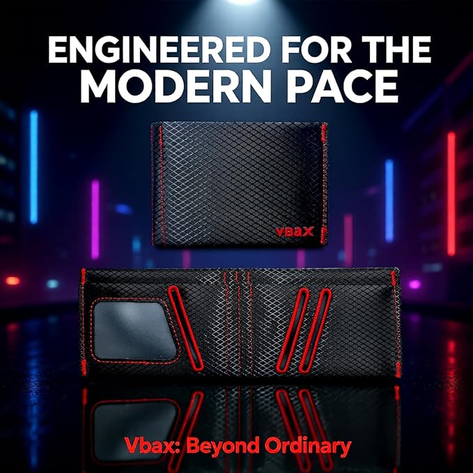 Minimalist RFID Blocking Slim Wallet for Men – Waterproof Microfiber Front Pocket Bifold Card Holder – Holds 10 Cards & Cash (Hexa Inferno Edition)