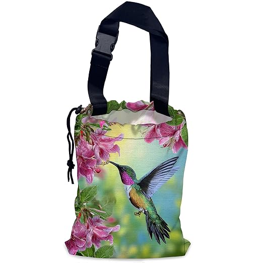 Car Trash Bag Hummingbird with Hibiscus Car Trash Bin Leakproof Waterproof Car Trash Can for Back Seat, Foldable Car Garbage Bag with Adjustable Straps and Drawstring for Car Accessories