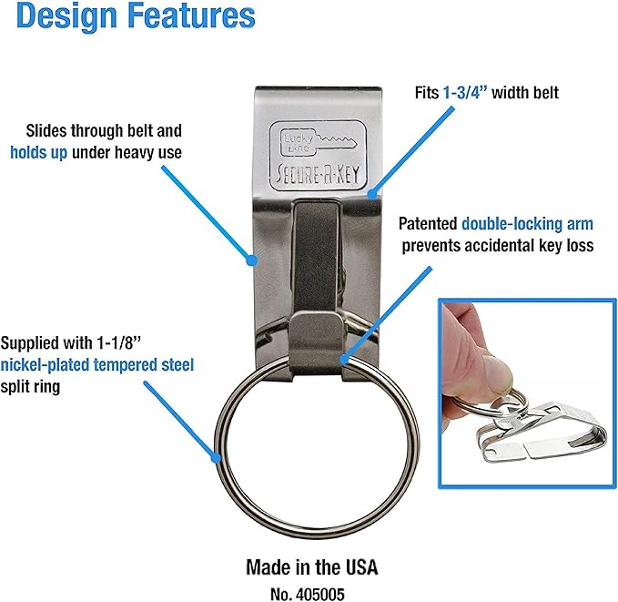 Lucky Line The "Original" Secure-A-Key - SLIP ON - for WIDE BELTS, 5 Per Pack (405005)
