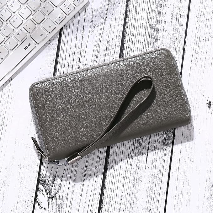 GOIACII Womens Wallet RFID Blocking Leather Zip Around Wallet Large Capacity Long Purse Credit Card Clutch Wristlet | RFID Blocking, Zip Around, Large Capacity, Long, Credit Card, Clutch