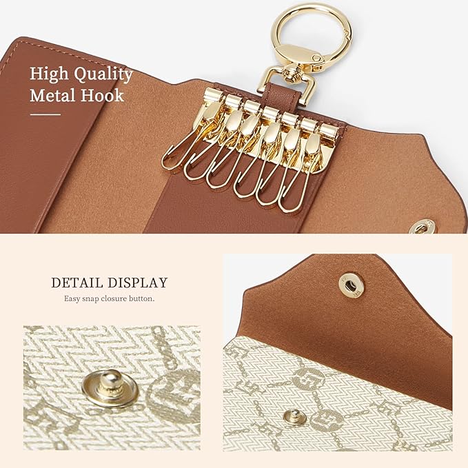 GOLF SUPAGS Women PVC Leather Car Key Chain Card Holder Wallet Pouch 6 Hook Snap Closure keys Money Organizer Case | Card Holder, 6 Hook, Snap Closure, keys, Money Organizer, Case