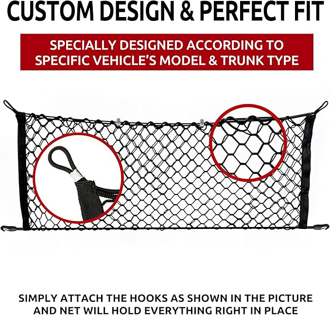 Envelope Style Automotive Elastic Trunk Mesh Cargo Net for Kia Sorento 2014-2025 - Premium Trunk Organizer and Storage - Luggage Net for SUV - Best Car Organizer for Kia Sorento