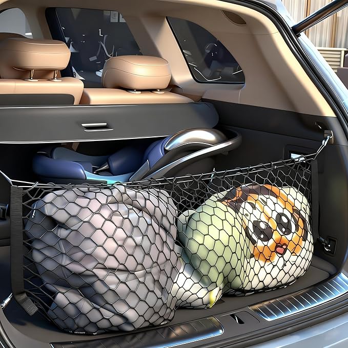 Car Rear Cargo Net, Adjustable Elastic Storage Organizer Net, Trunk Cargo Storage Net Compatible with 2015 2016 2017 2018 2019 2020 2021 2022 2023 2024 2025 2026 Chevy Tahoe Suburban Gmc Yukon