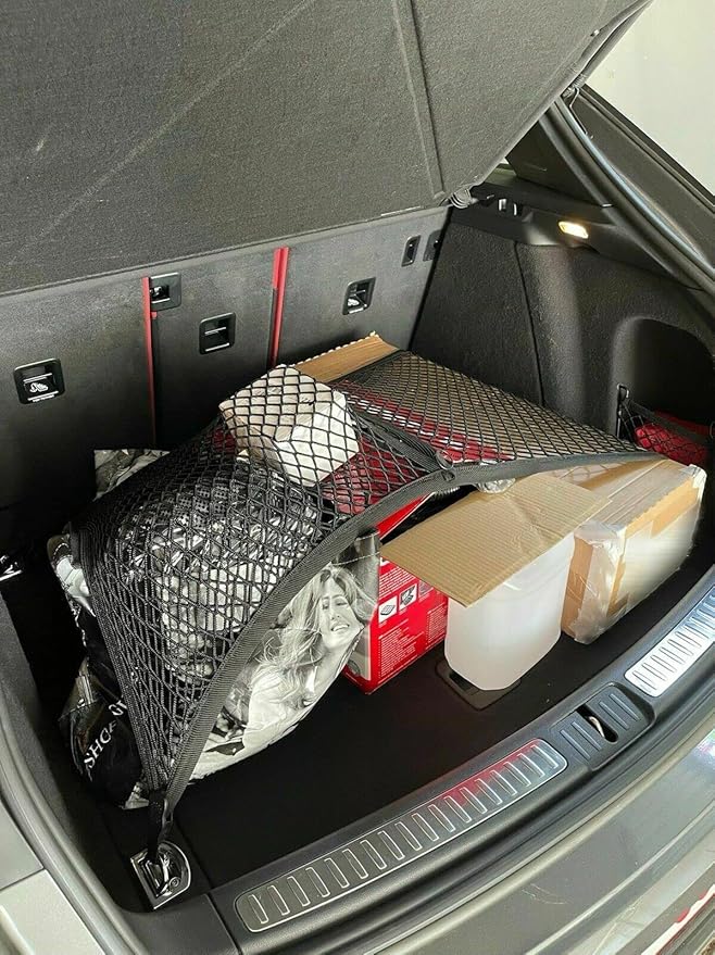 Trunk Organizer Cargo Net for Porsche Macan 2015–2026 – Floor Style Cargo Net for SUV – Premium Mesh Elastic Car Trunk Organizer Vehicle Carrier Storage – Compatible with Macan