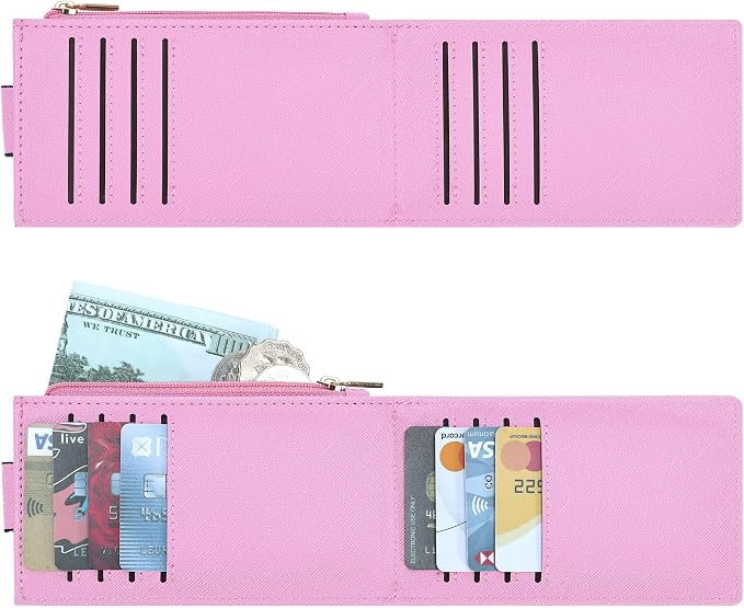 Chelmon Womens Wallet Slim RFID Blocking Bifold Multi Card Case Wallet with Zipper Pocket (Pink)