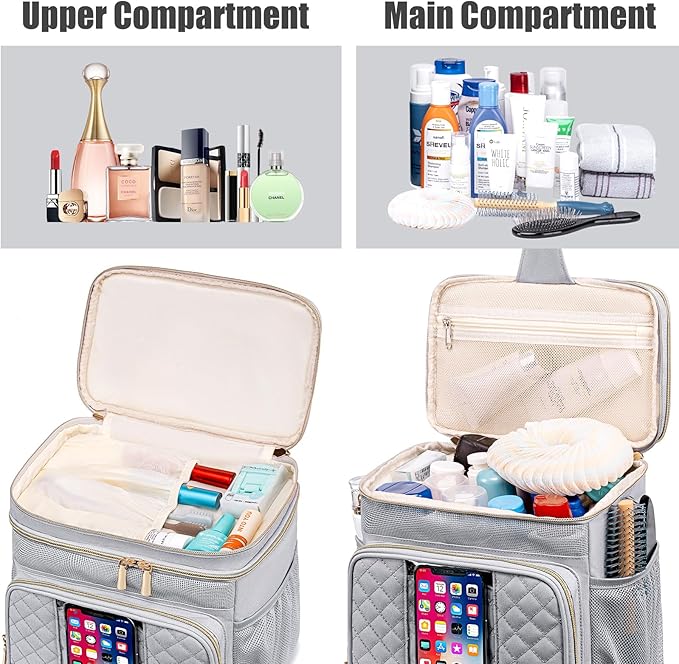 Tealari Large Toiletry Bag for Women Men,Bathroom Bag,Water Resistant Shower Bag,Makeup Bag,Portable Shower Caddy for College Dorm,Hanging Travel Toiletry Bag with Transparent Waterproof Phone Pocket