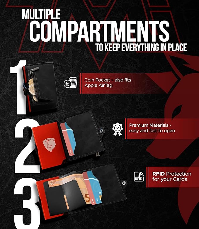 Smart RFID Blocking Wallet for Men – Slim Metal Card Holder with Money Clip – Intelligent Minimalist Wallet Holds 6 to 12 Cards – Compact Credit Card Case & Secure Travel Organiser (AlfaStyle)