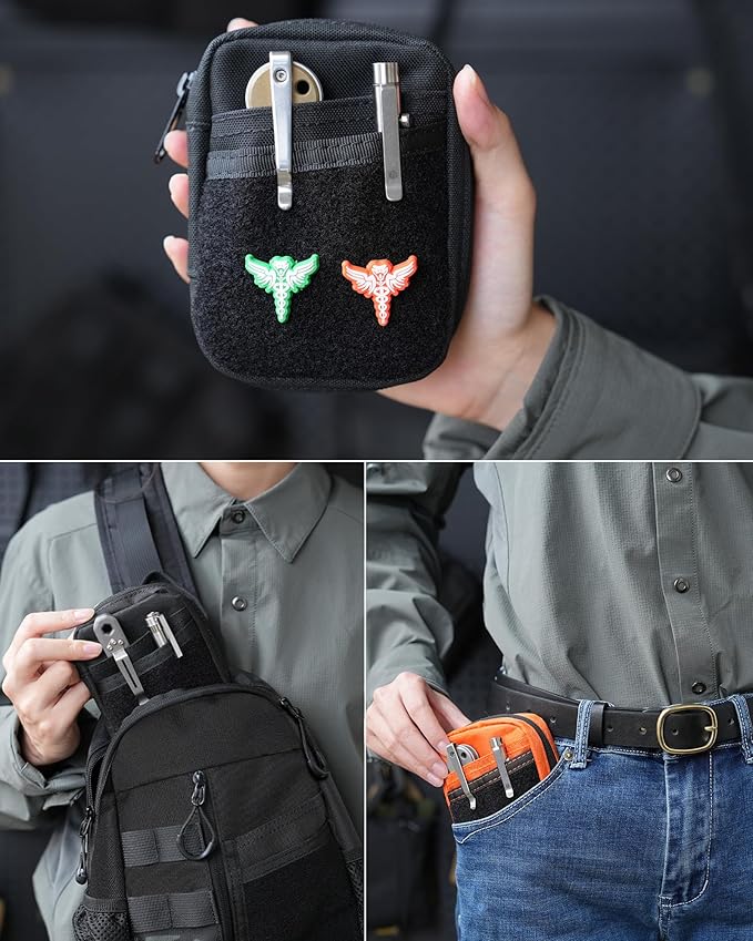 VIPERADE VE31 Small EDC Pouch, Men's Pocket Organizer, Small EDC Organizer Multitool Pouch for Camping/Hiking/Bushcraft (Orange)