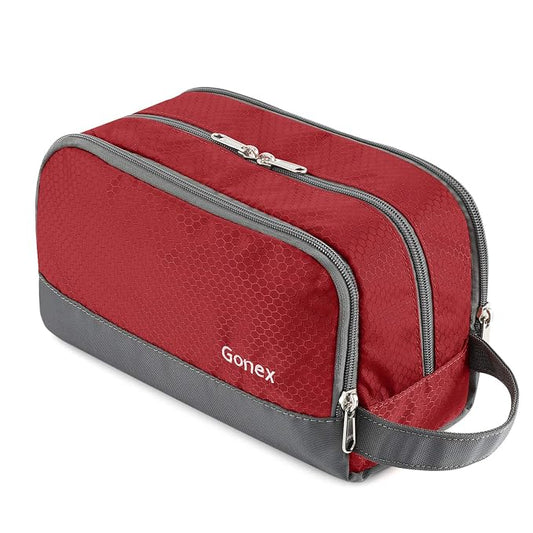 Gonex Travel Toiletry Bag Nylon, Shaving Bag Toiletry Organizer Red