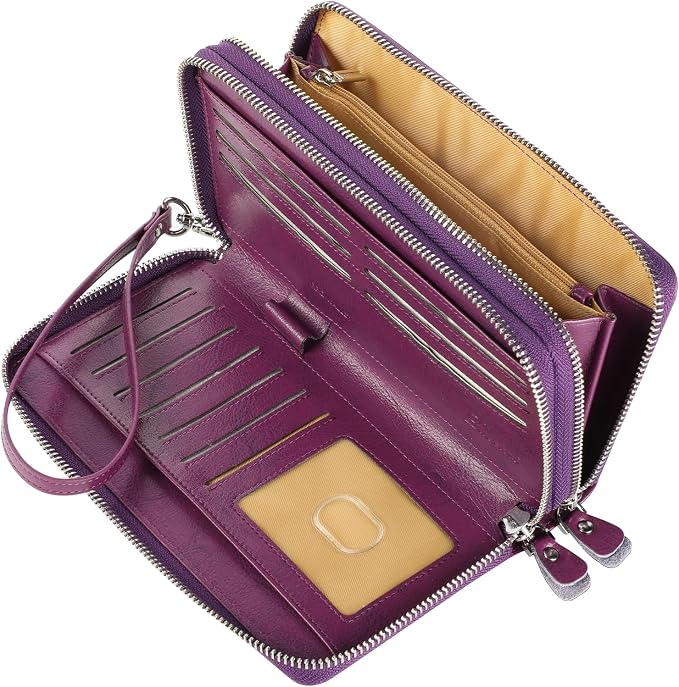Lavemi Small Compact Women Wallet RFID Blocking Genuine Leather Bifold Purse with ID Windows