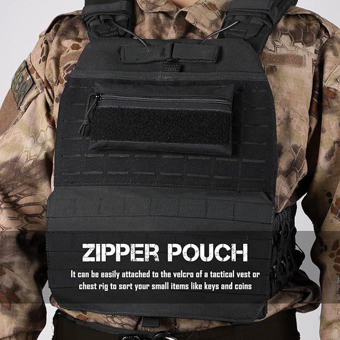 WYNEX Tactical Tool Zipper Pouch, Bag Insert EDC Organizer Utility Admin Storage Pocket Accessories Snack Pouch with Hook Backing for MK3 MK4 Chest Rig