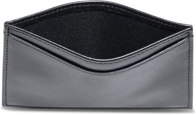 Leather Thin Card Holder, Slim ID Case Small Credit Card Wallet for Men & Women (Black)