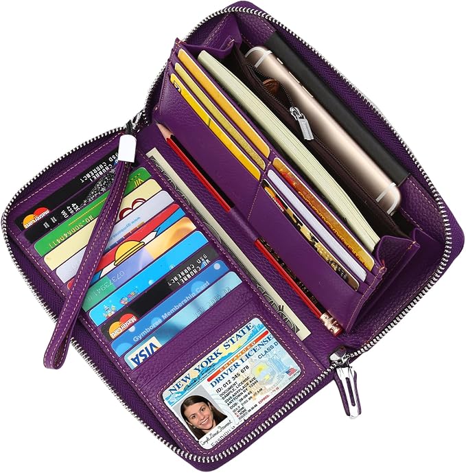 Lavemi Small Compact Women Wallet RFID Blocking Genuine Leather Bifold Purse with ID Windows