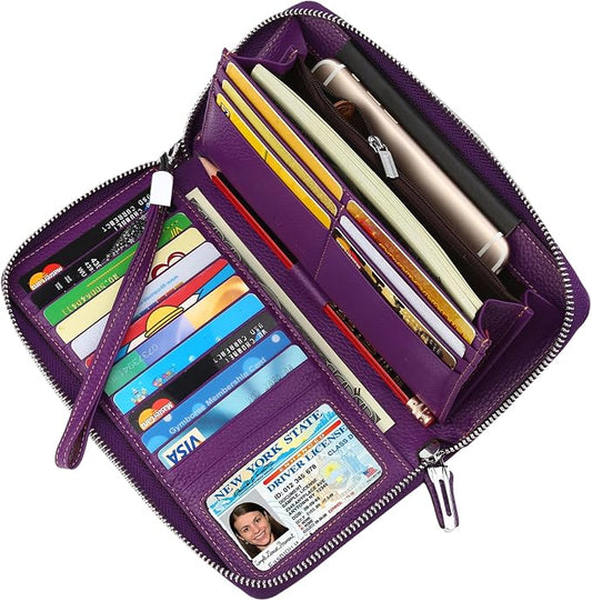 Lavemi Small Compact Women Wallet RFID Blocking Genuine Leather Bifold Purse with ID Windows