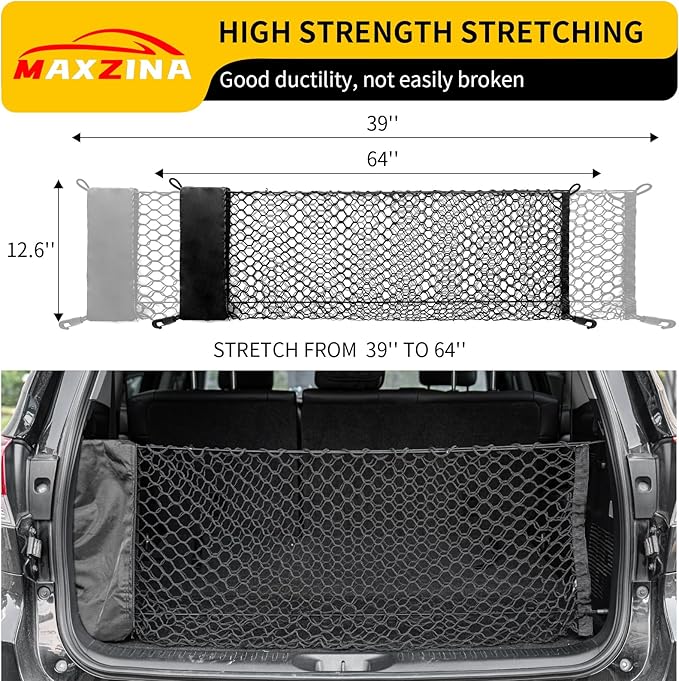 Cargo Net Compatible with 2023-2025 2026 Honda Pilot Truck Bed Cargo Net 3.28'×1.05' Double Layer Envelope Style Dense Mesh Trunk Organizer for 2024 Pilot Exterior Accessories