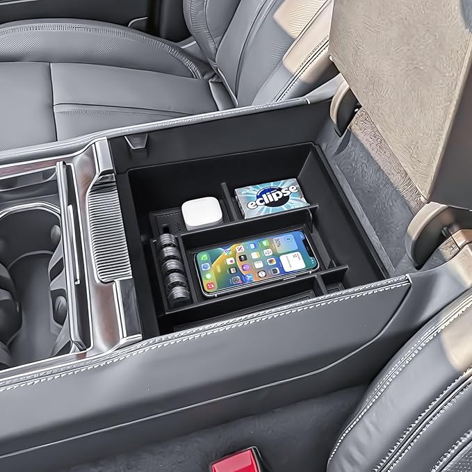 HGWEI Center Console Organizer Compatible with 2022-2025 Jeep Wagoneer/L & Grand Wagoneer/L Accessories, Middle Armrest Storage Box Insert Compartment Tray (Without Cool Box, Not Fit Wagoneer S)