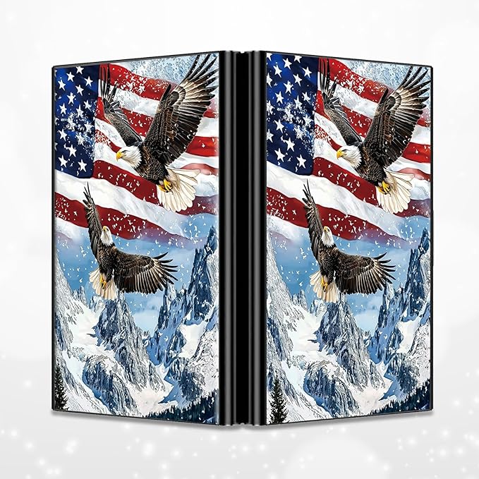 Slim Credit Card Holder, Eagle Iceberg American Flag RFID Blocking Metal Wallet for Men & Women, Aluminum Minimalist Hard Case Pocket-Sized Business Cards Organizer (Fits Up to 10 Cards)