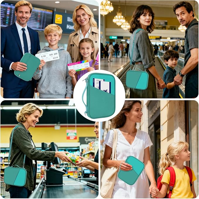 EcoVision Family Passport Holder for Travel with RFID Blocking, Traveling Essentials Organizer Pouch Bag, Light Passport Wallet for Travel Must Haves Accessories for Women Men