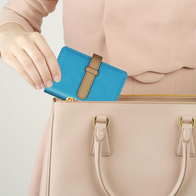 Credit Card Holder with 26 Suitable Slot, ID Card Case PU Leather Wallet for Women Men Business Organiser Pocket (Blue)