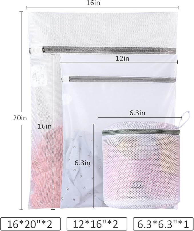 GOGOODA Mesh Laundry Bags for Delicates Durable Protective Wash Bags Travel Storage Bags for Intimates Lingerie,5PCS（2M,2L,1 Bra Bags）