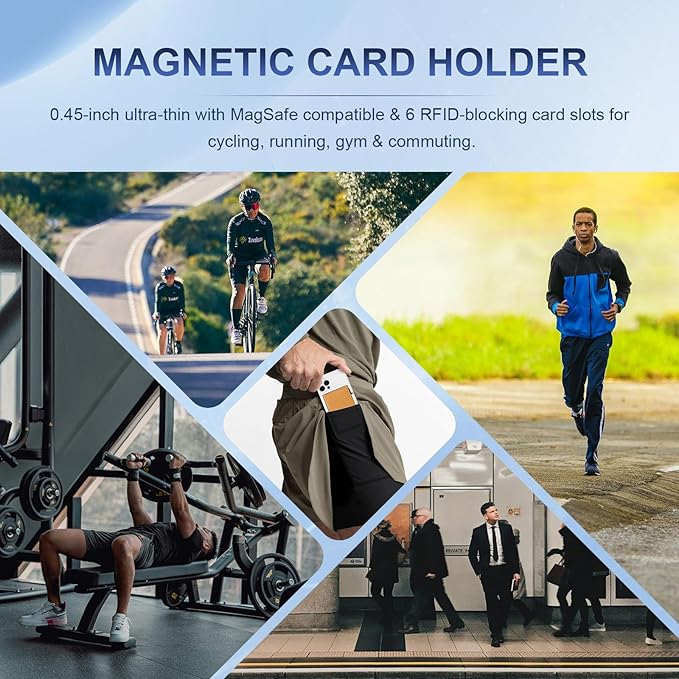Magnetic Wallet with Card Holder for Iphone12~16, Slim & Minimalist Air tag Wallet with RFID Blocking Card Holder, Genuine Leather, Stretch Front Pocket (Vivid Yellow)