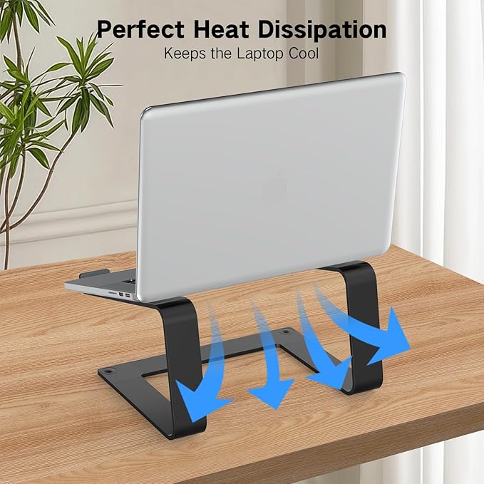 Tonmom Laptop Stand for Desk, Aluminum Laptop Riser Holder, Removable Metal Notebook Stand Ventilated Cooling Computer Riser Compatible with 10-15.6??Laptops