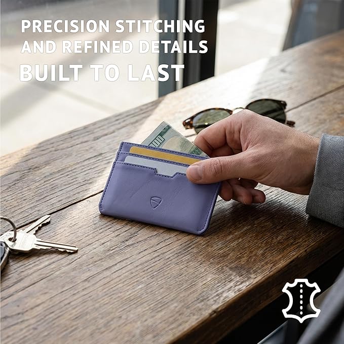Vaultskin MOORGATE Slim Card Holder – Minimalist Leather Wallet with RFID Blocking, Front Pocket Credit Card Case for Men & Women