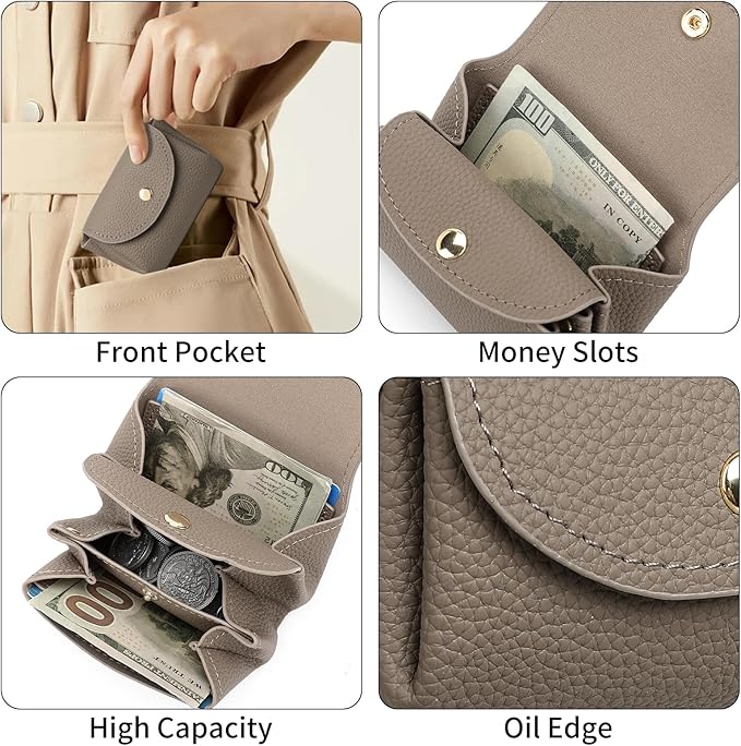 SENDEFN Leather Coin Purse for Women Small 3 Cash Change Pouch Holder Wallets