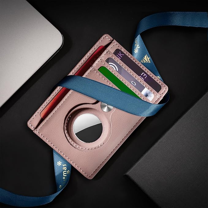 Hawanik Slim Minimalist Front Pocket Air Tag Wallet, RFID Blocking Card Holder Wallet with Airtag Holder