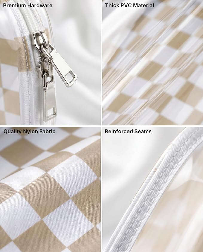 LETGO Checkered Diaper Bag Organizer Pouch Set,TSA Approved Toiletry Bag,Clear Waterproof TPU Makeup Bag Set Travel Organizer Bags for Women and Kids Toiletry Bag Set for Baby and Mom Essentials