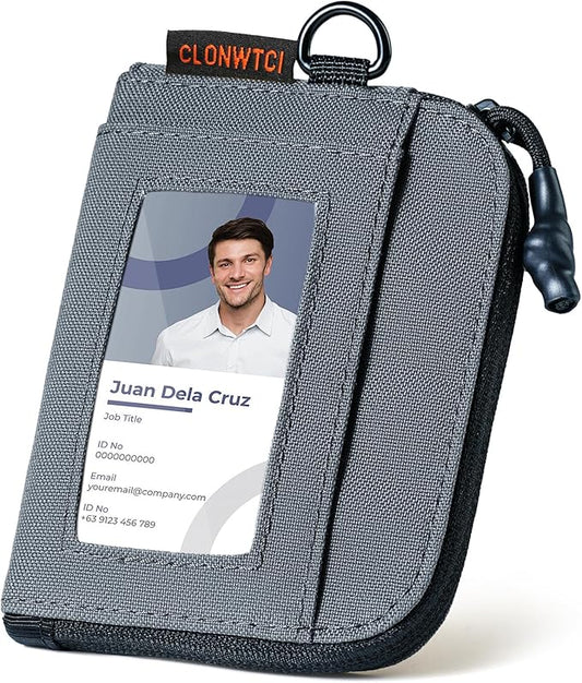 Coin Purse for Men, RFID Blocking 500D Nylon Small Wallet with Key Clip, Slim Front Pocket Card Holder, Zipper Coin Pouch & ID Window Organizer for Cards, Cash