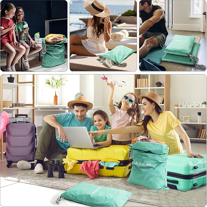 WiseBoy 2-Pack Travel Laundry Bags | Washable Wet Dry Bags for Gym | Odor-Resistant Dirty Clothes Organizer | Waterproof Swimsuit & Workout Gear Pouch with Heavy-Duty Zipper