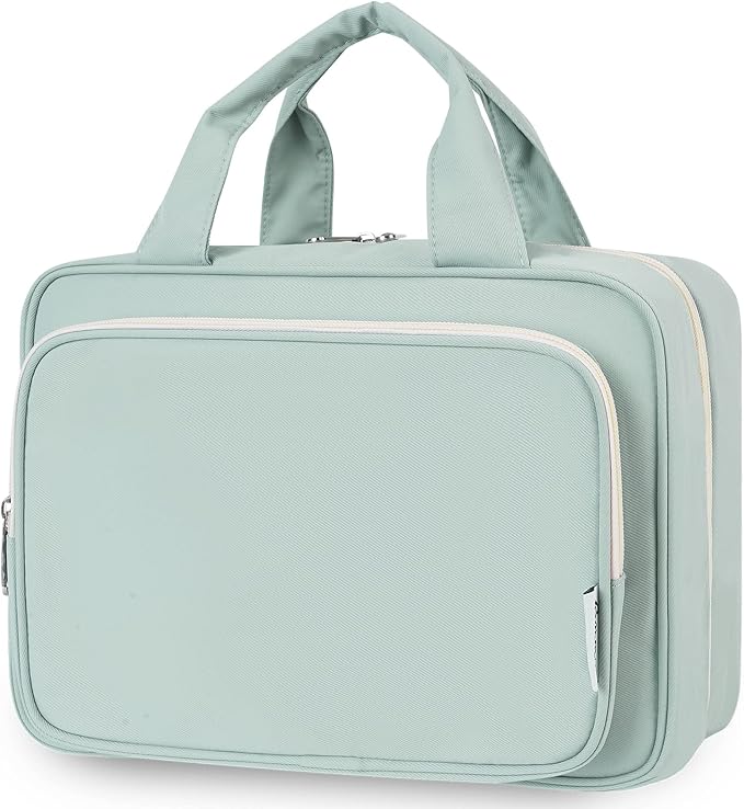 Narwey Travel Toiletry Bag for Women Large Hanging Makeup Bag Organizer Toiletries Bag for Full Size Essentials Accessories Cosmetics (Mint Green (Large))
