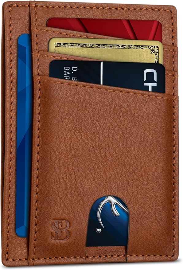 SERMAN BRANDS RFID Blocking Slim Minimalist Mens Front Pocket Wallet. Thin Card Holder. Full Grain Leather Wallets for Men