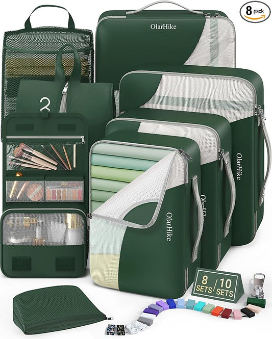 8 Set Packing Cubes for Travel, Gifts for Women Mom,Anti-Tearing Suitcase Organizer,OlarHike Vacation Essentials & Accessories for Cruise Ship