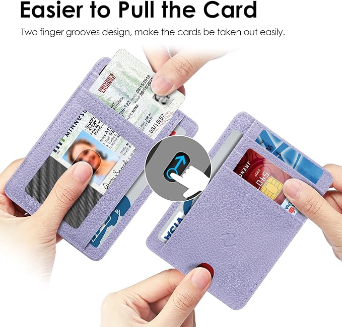 FINTIE Slim Minimalist Front Pocket Wallet, RFID Blocking Credit Card Holder Card Cases with ID Window for Men Women (Lilac Purple)