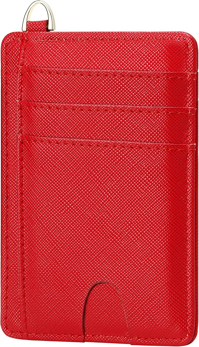 GEEAD Red Slim Minimalist Front Pocket RFID Blocking Card Holder Wallets for Men & Women