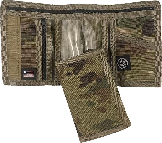 Sprocket Nylon Trifold Wallet with Zippered Coin Pocket & ID Window (MultiCam Camo)