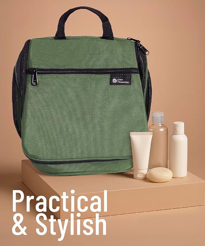 D&D Wanderlust D&D Hanging Travel Toiletry Bag for Men and Women – Cosmetics, Makeup and Toiletries Organizer Kit with 10 Compartments