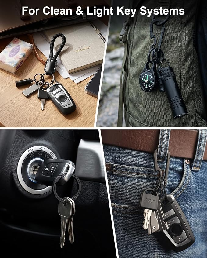 PJYTAC Titanium Key Rings Side Push Key Chain Rings Heavy Duty, Ultra Light Easy to Open Keyrings for Key Fobs Gift for Men