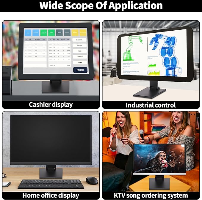 Adjustable Metal Folding Monitor Bracket for Touch Screen Desk Mount with VESA Hole 75x75mm&100x100mm All in Single PC Stand (Black)